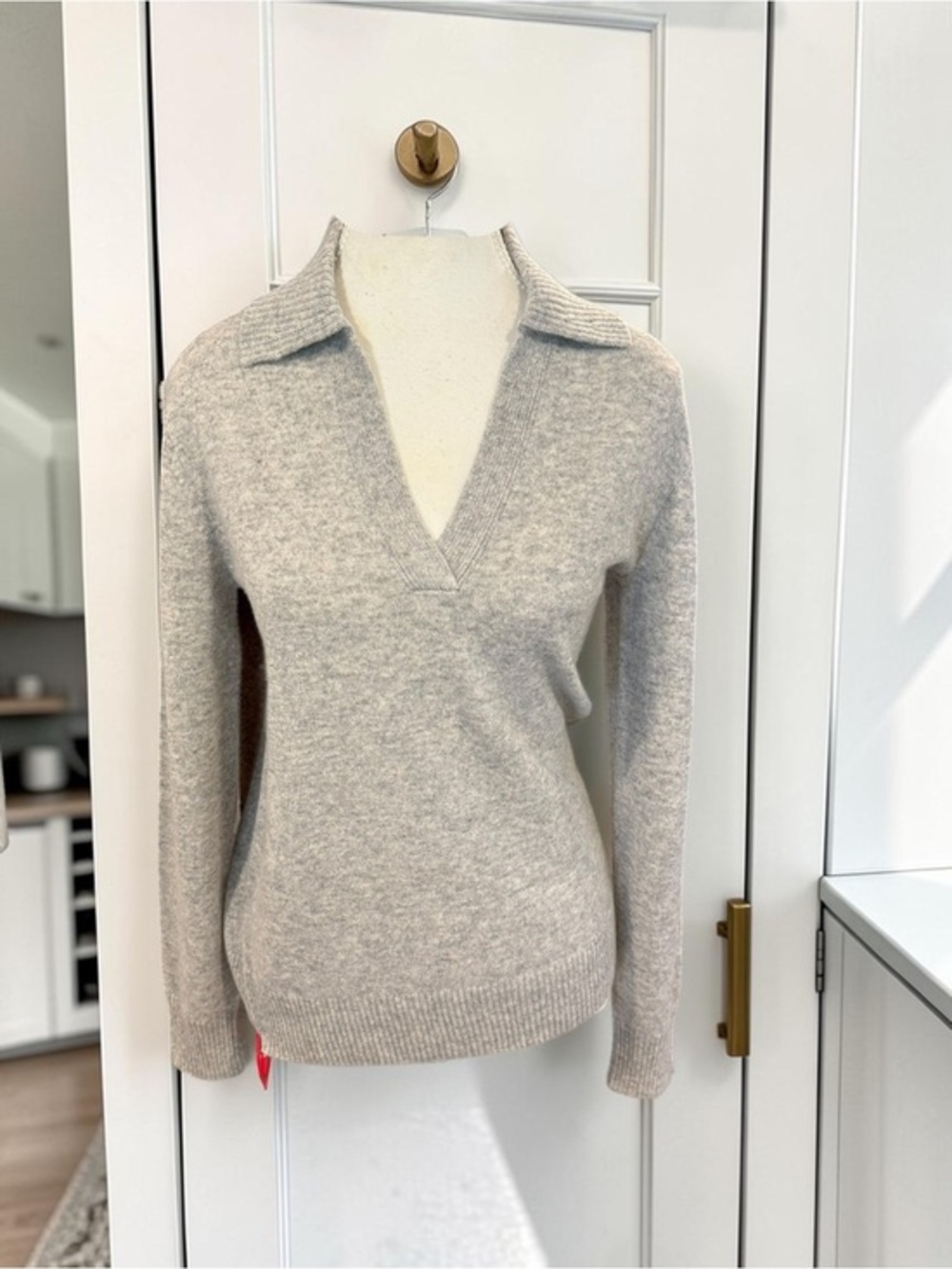 NWT Theory Slouchy Polo 100% Cashmere Sweater Husky Gray Size P NWT $375